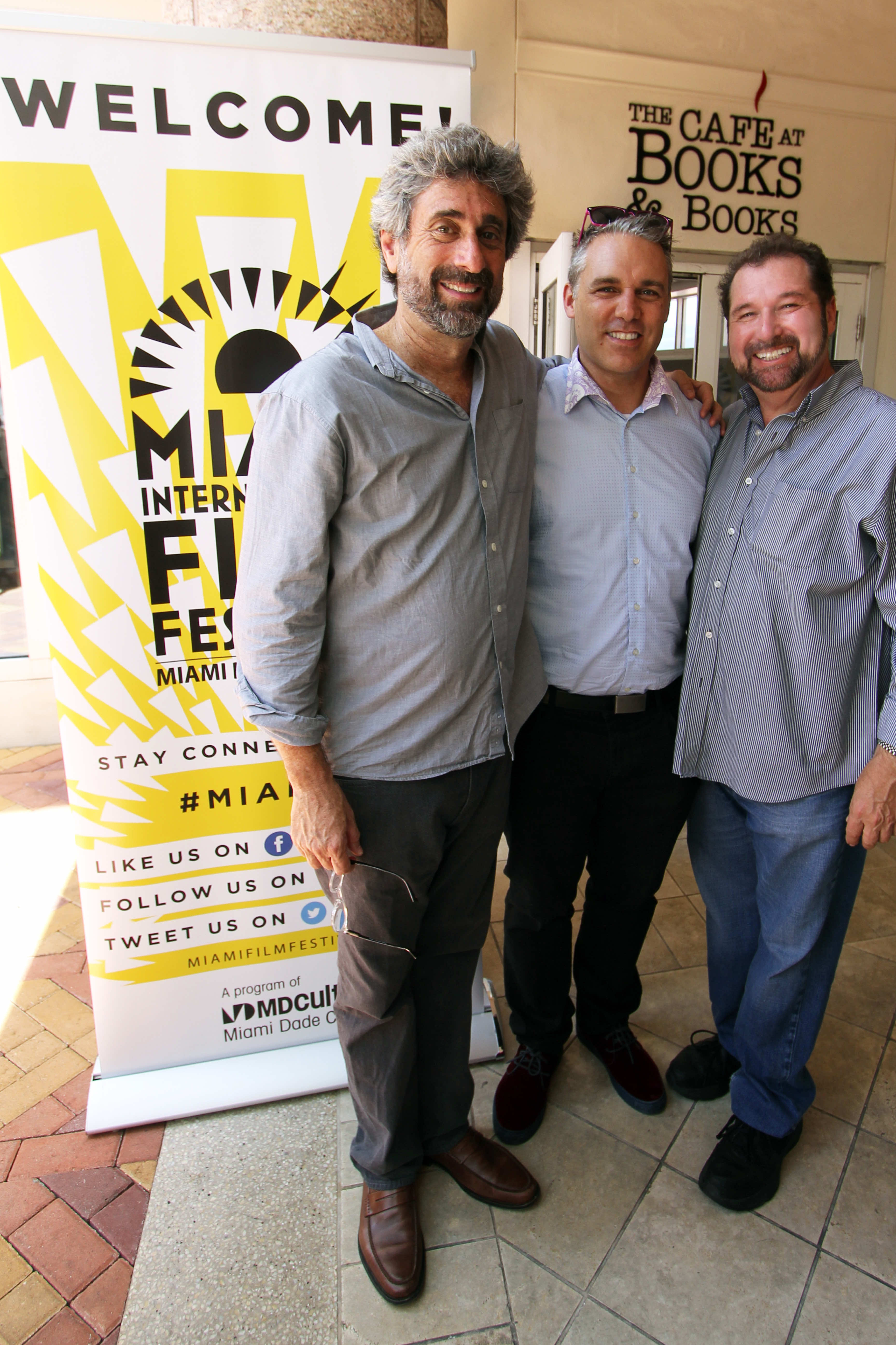 Mitch Kaplan of Books and Books, Jaie Laplante of MIFF and Chef Allen Susser
